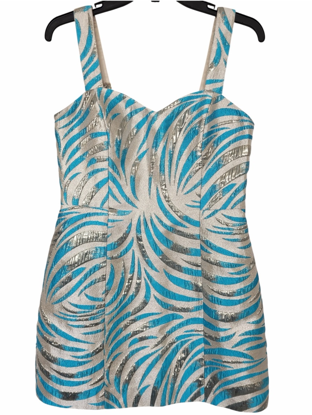 ✅ Lilly Pulitzer ARLENE SKIRTED ROMPER, BREEZY AQUA MIDNIGHT SPARKS BROCADE sz 4